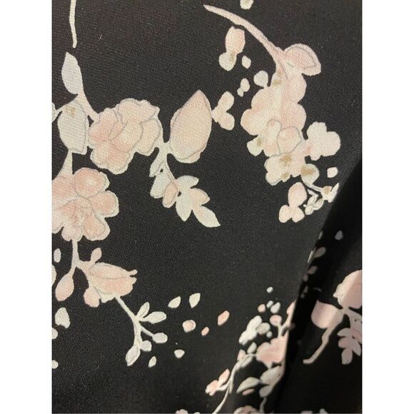 Karl Lagerfeld Women’s Black Multi-Color Floral Blouse With Trumpet Sleeves Size - Picture 9 of 13
